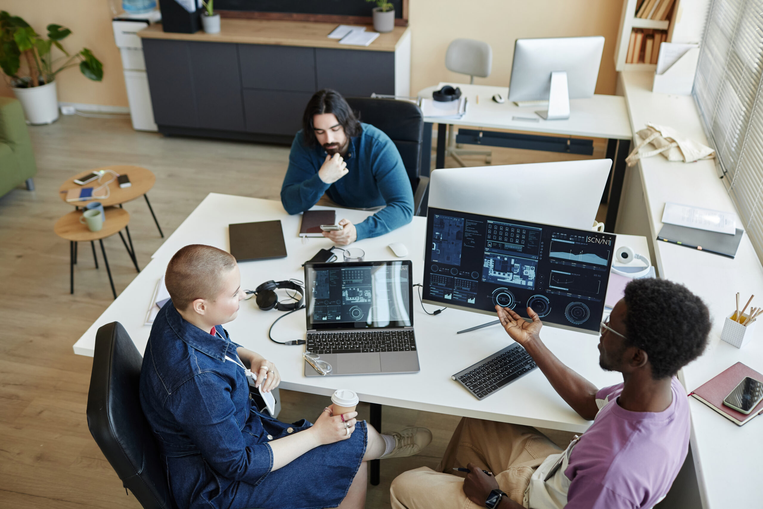 Modern digital banking technology and automation workspace